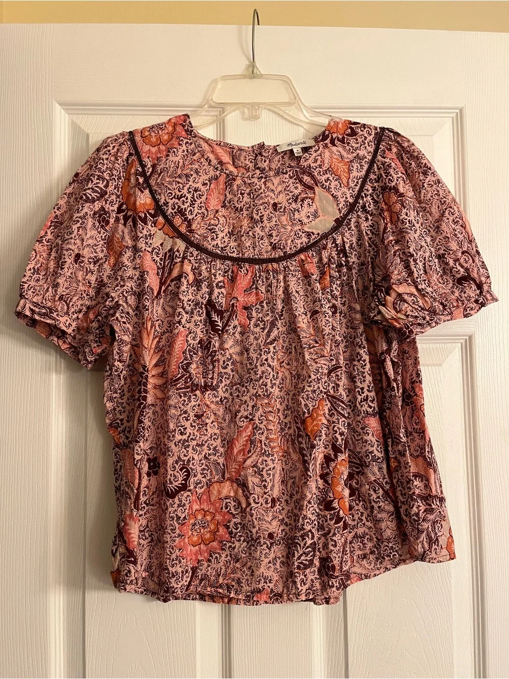 Madewell Boho Bali Blooms Yoked Puff-Sleeve Top